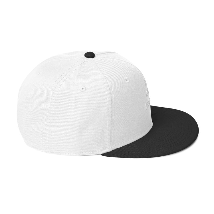 Snapback Hat in navy blue with flat visor and structured design, side view showcasing high-profile style.