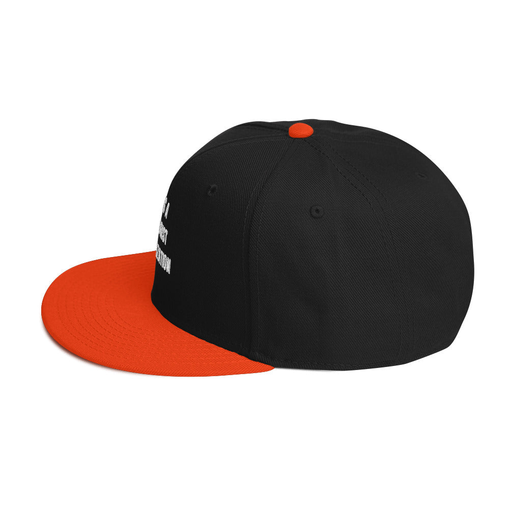 Snapback Hat showcasing a black and orange design with a flat visor, perfect for stylish casual wear.