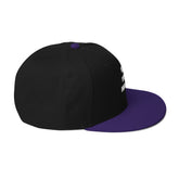 Snapback Hat with a black body and purple flat visor, featuring a high-profile structured design.